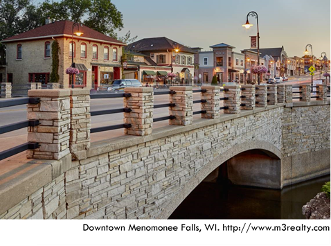 One reason to consider independent living in Menomonee Falls, Wisconsin is the quaint downtown area.